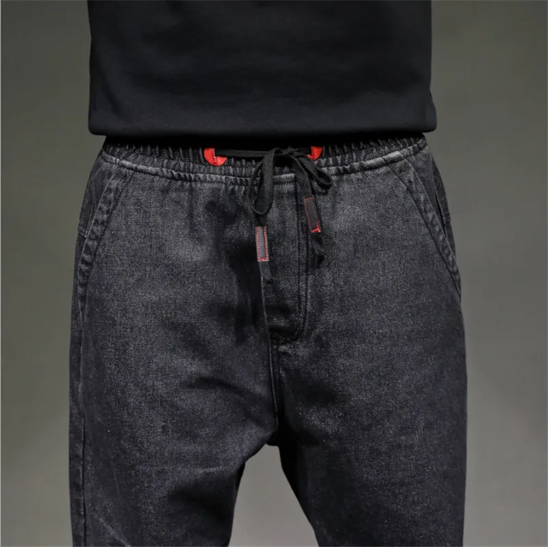 Jeans Men Baggy Denim Harem Pants Male Loose Crotch Jeans Hip Hop Street Drawstring Trousers Plus Size Joggers Streetwear