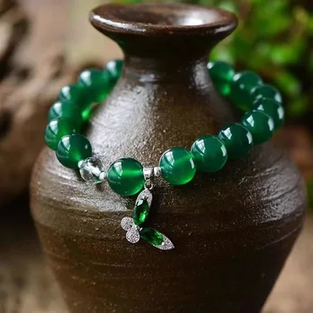 

Wholesale JoursNeige Green Crystal Bracelets 10mm beads With Small Butterfly Pendant Bracelet Japanese and Korean Style Jewelry