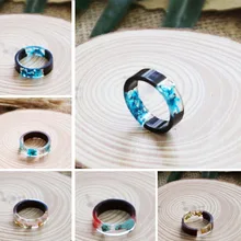 2019 anillo de resina de madera hecho a mano flores plantas dentro joyería nueva novedad de madera anillo de aniversario anillo para mujer joyería Vintage