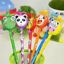 10 шт./лот, креативные деревянные милые Мультяшные карандаши, Детские канцелярские карандаши, рождественский подарок для детей, для обучения, письма, рисования
