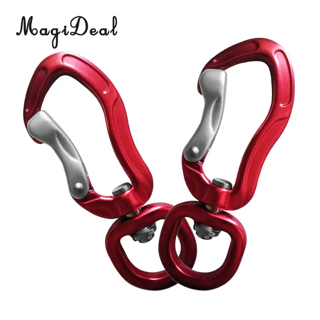 Outdoor 1 Pair Rock Tree Climbing Swivel Carabiner Hanging Connect Hook Camping 71/76mm round eye for Camping Caving Climbing