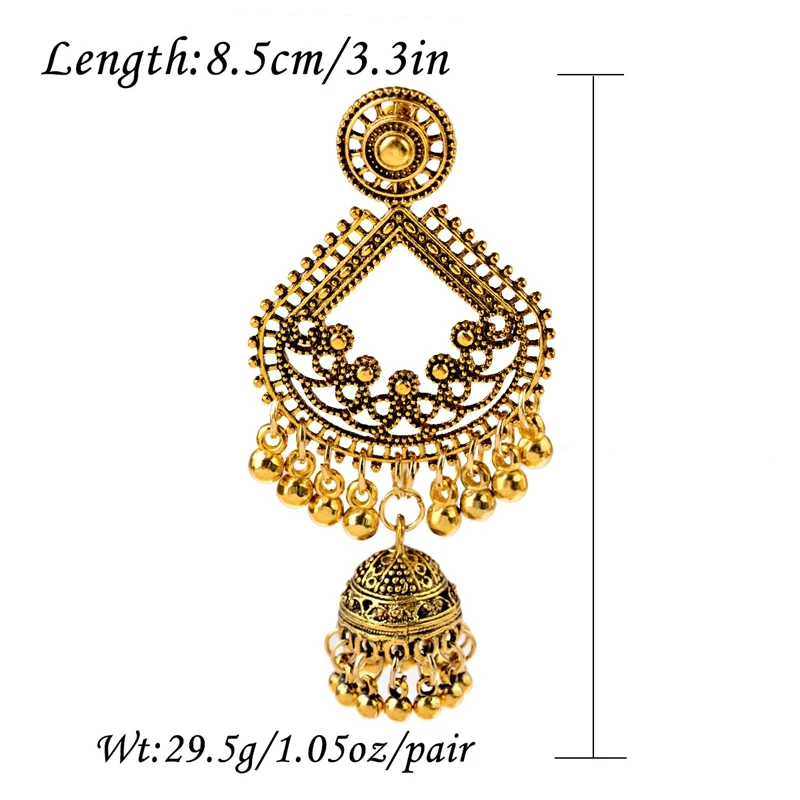Этнические женские большие золотые серьги подвески Jhumka индийские Винтажные с