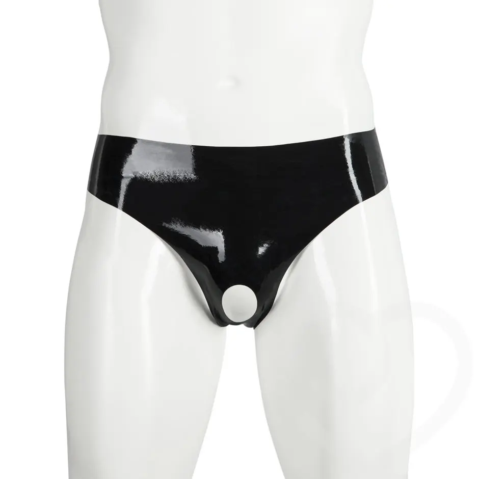 Sexy-Black-Latex-Mens-Latex-Panties-Rubber-Briefs-Open-Front-Latex-Pants-Any-Color-Available -1