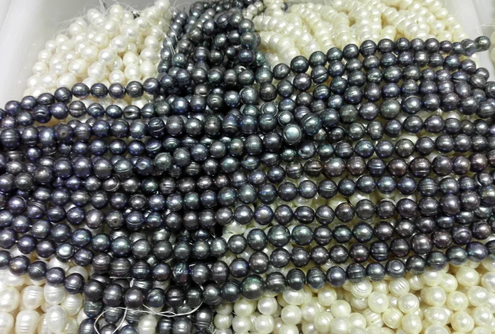 Wholesale Real Pearl Bead 12 14mm 15'' Black Natural Freshwater Pearl