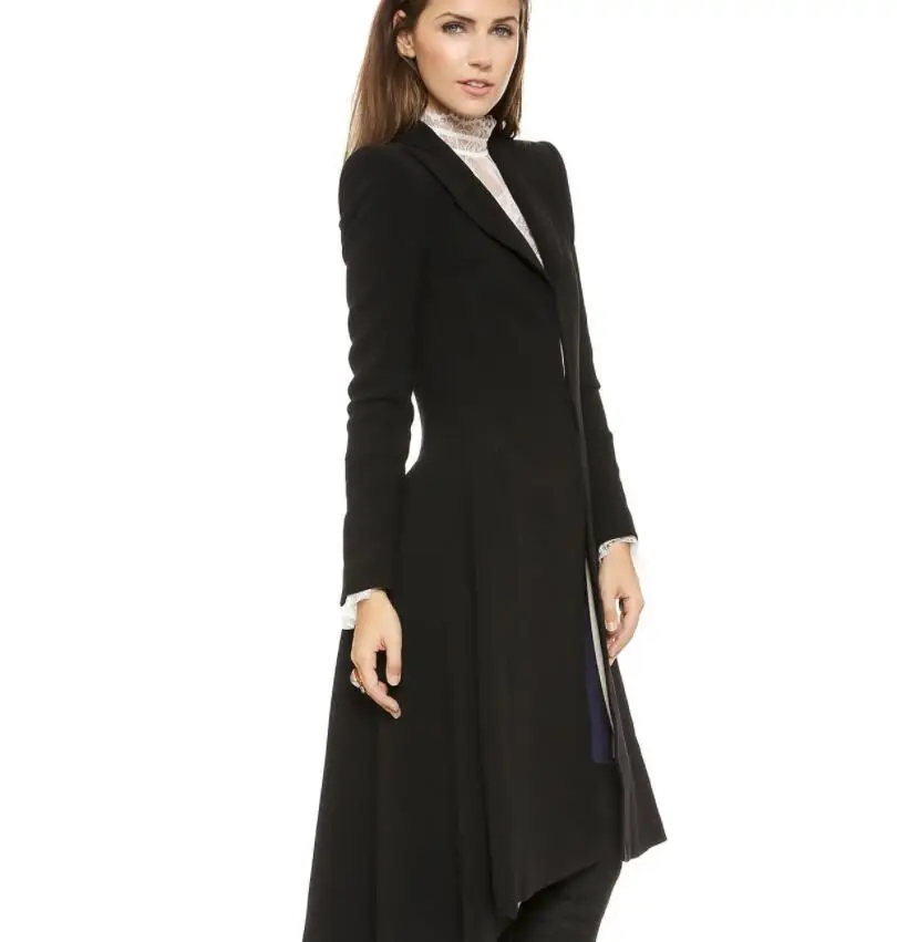 Модное s-5xl2018 большого размера, Осень-зима, новое шерстяное пальто, Женский стильный комплект с отворотами, манжета, смокинг, Женское пальто