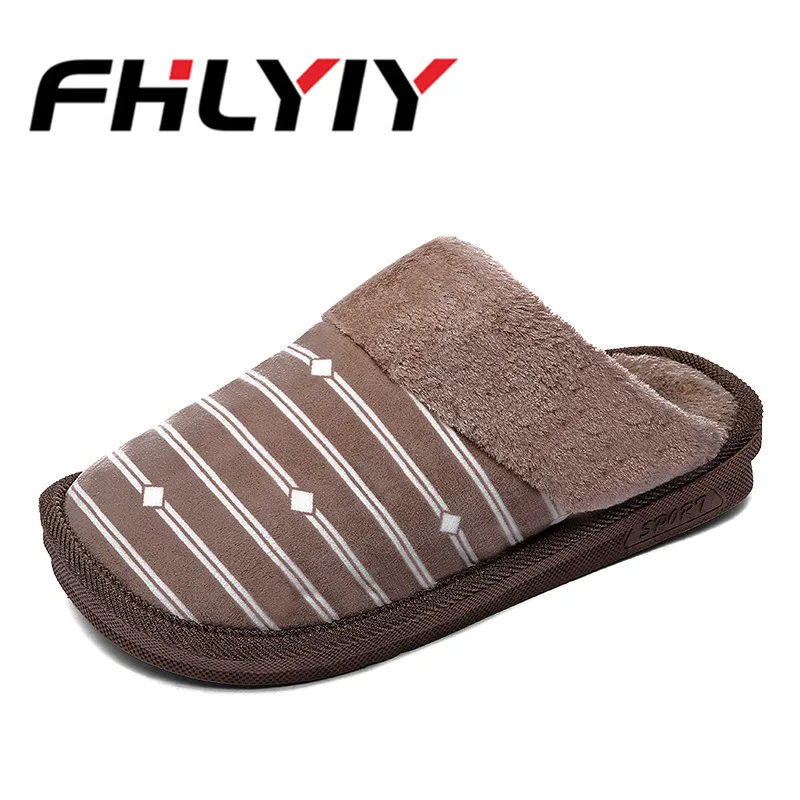 Autumn Winter Men Warm Home Slippers Indoor Plush Flat Casual