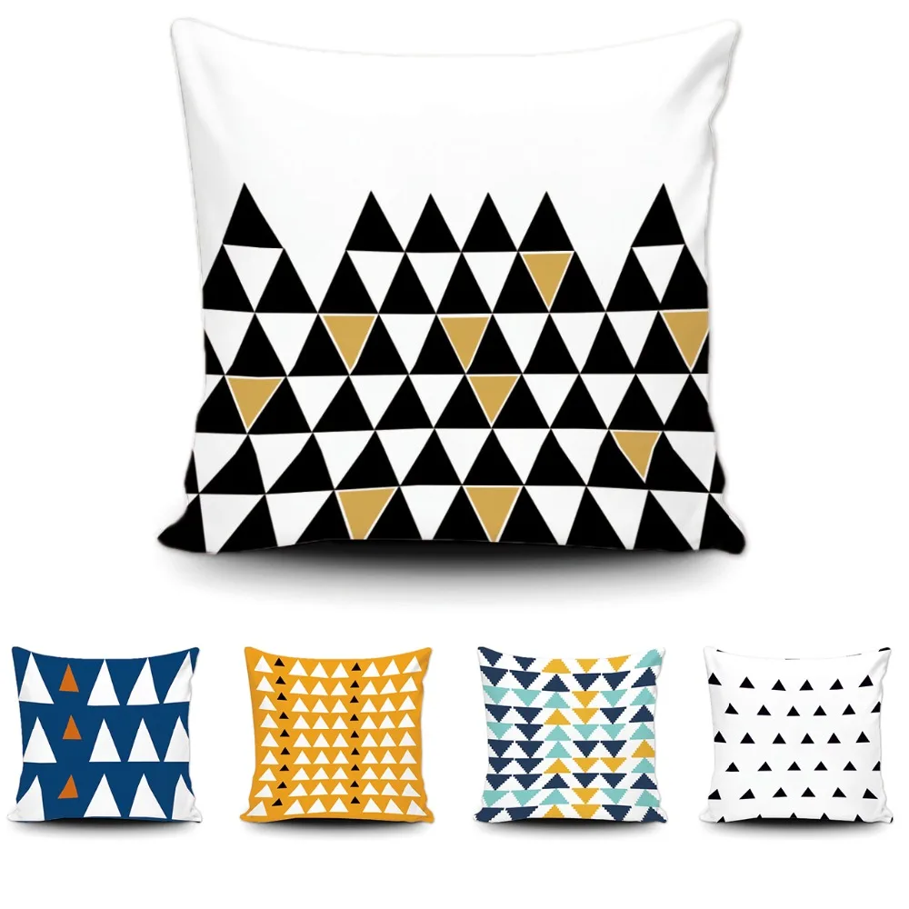 

Colorful Triangle Geometric Cushion Cover Soft Cotton Pillow Cover Fashion Cushion Case Custom Gift Sofa Bed Decor Pillow Cover