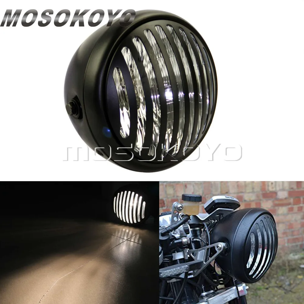 Black Motorcycle Bullet 6.5" Headlight Headlamp H/L Grill Cover For