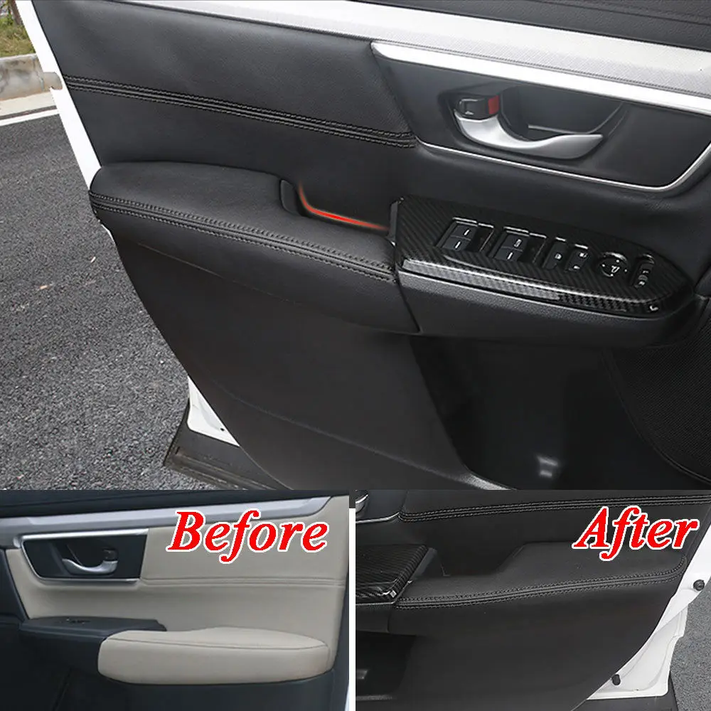 For Honda CRV CR V 2017 4pcs Car Door Armrest Sewing PU Leather Surface