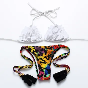 

Biquini Bikini Set 2018 Swimwear Women Swimsuit Three-Dimensional White Flowers Bathing Suit Women Bikinis Maillot De Bain Femme