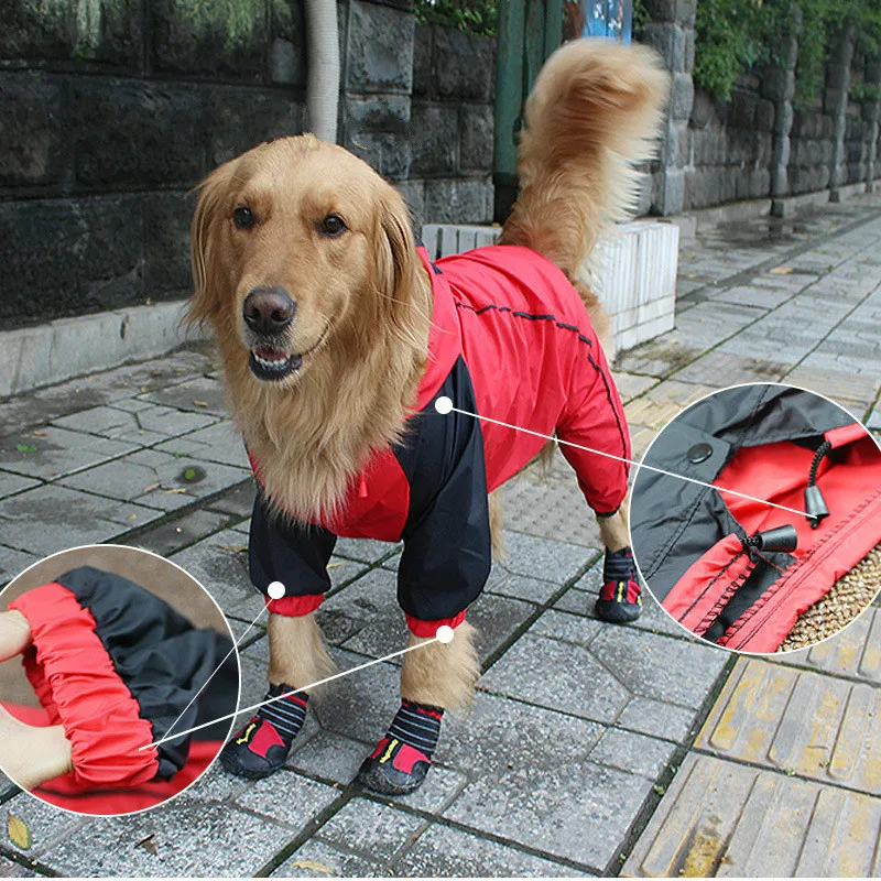 

Large Dog Raincoat Waterproof Fabric Lovely Raincoat with Cap for Labrador Samoye Golden Retriever Big Dog Raincoat