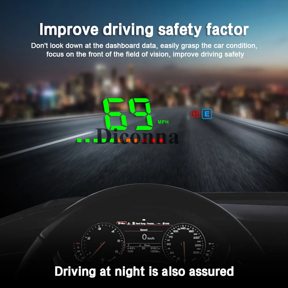 Универсальный Автомобильный gps HUD цифровой дисплей на голову для грузовиков скорость метр Предупреждение сигнализации безопасный автомобиль аксессуары для интерьера