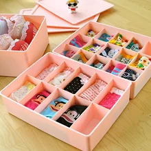 Ten grid underwear socks orangizer plastic drawer storage boxes with cover