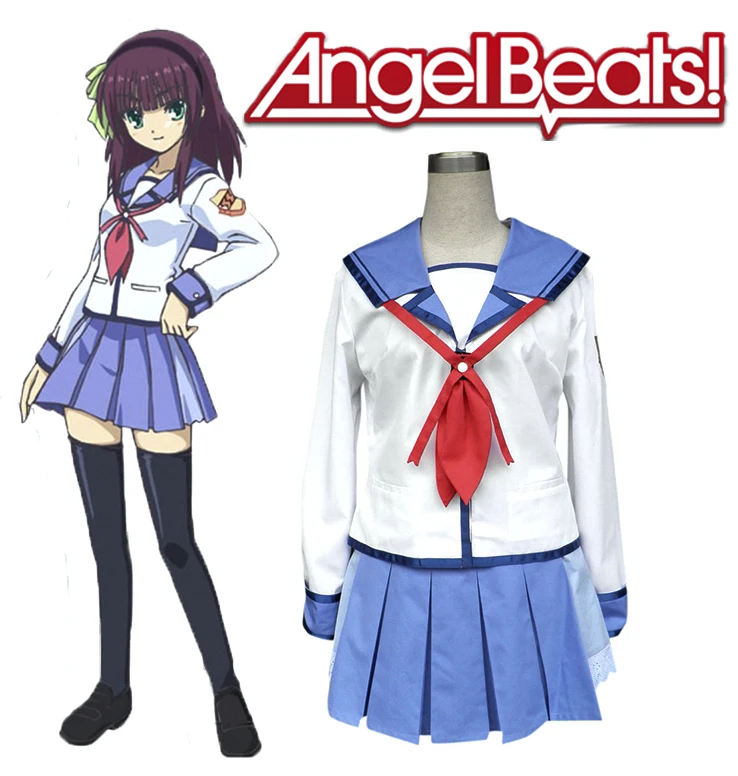 Бесплатная доставка Angel Beats! Yuri nakamura Школьный костюм Аниме Косплей Костюм |