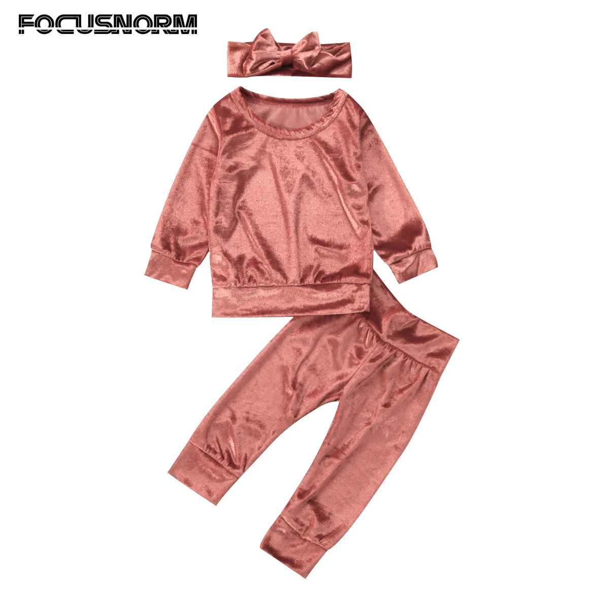 

Spring Newborn Baby Girls Sweatshirt Outfits Cloths Velvet T-Shirt Tops+Long Pants+Bow Headband Set 0-24M