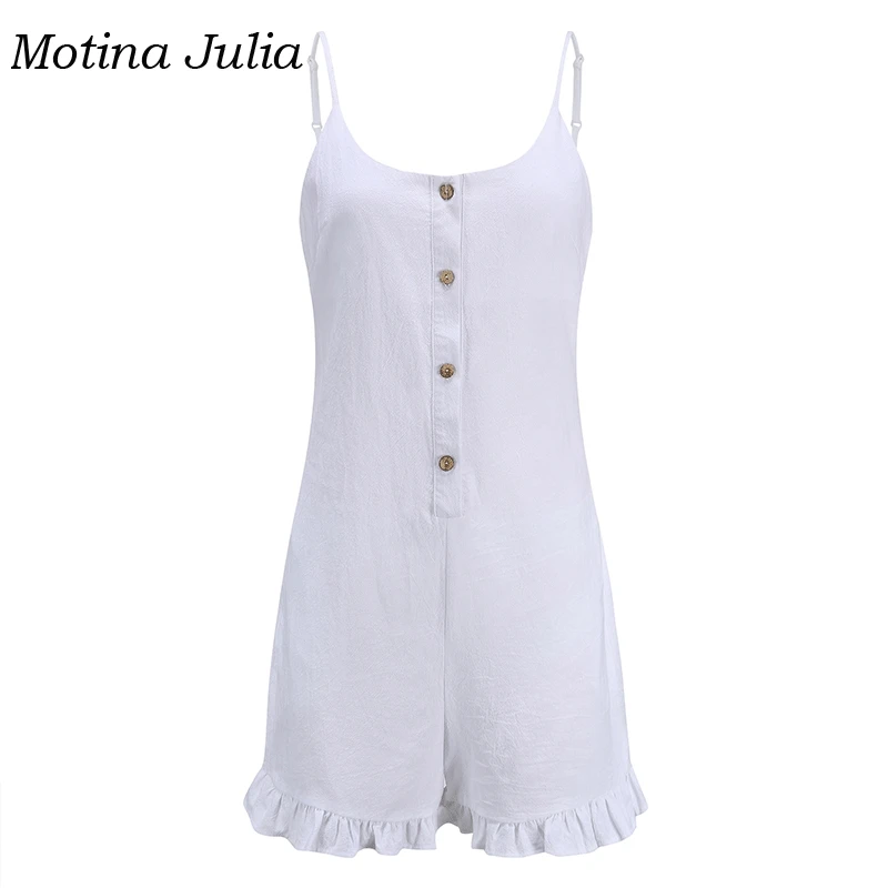 Motina Julia 2019 пляжный хлопковый комбинезон в стиле бохо женский с пуговицами спереди