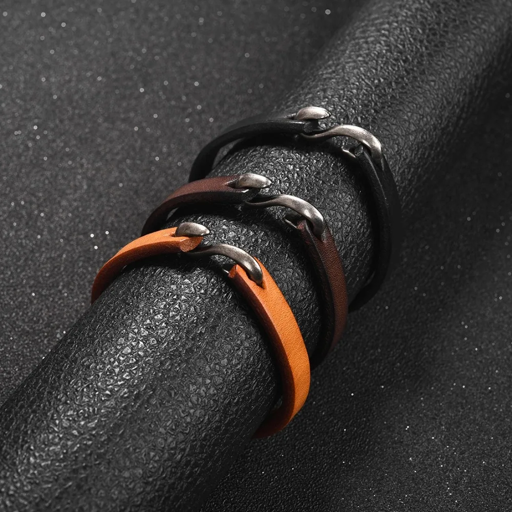 Men Leather Bracelet 200mm 3 Colors