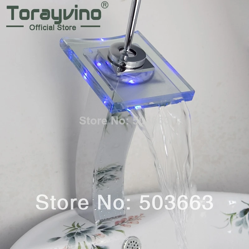 

No Need Battery Beautiful Led Bathroom Faucet Chrome Finish Deck Mounted Basin Sink Faucet Mixer Tap Waterfall Faucet L-262