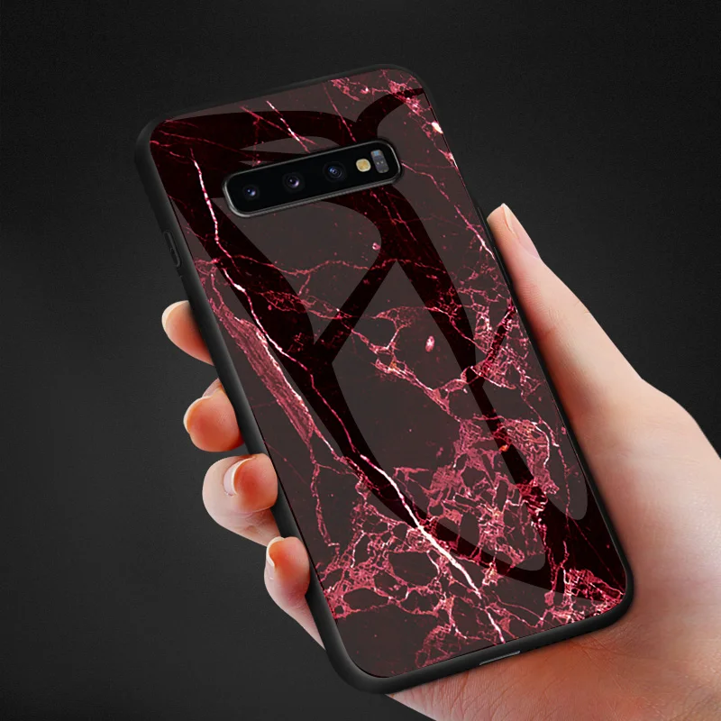 Marble Design 9H Glass Case With Soft Bumper Cover For Samsung S10e S8 A8s A7 J4 (5)