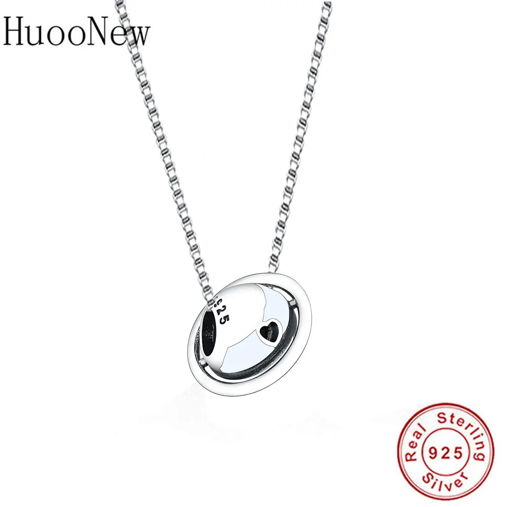 

925 Sterling Silver Space Galaxy Universe Planet Heart Channel Collar Necklace Pendant For Women Chain Choker Kid Bijoux 2019