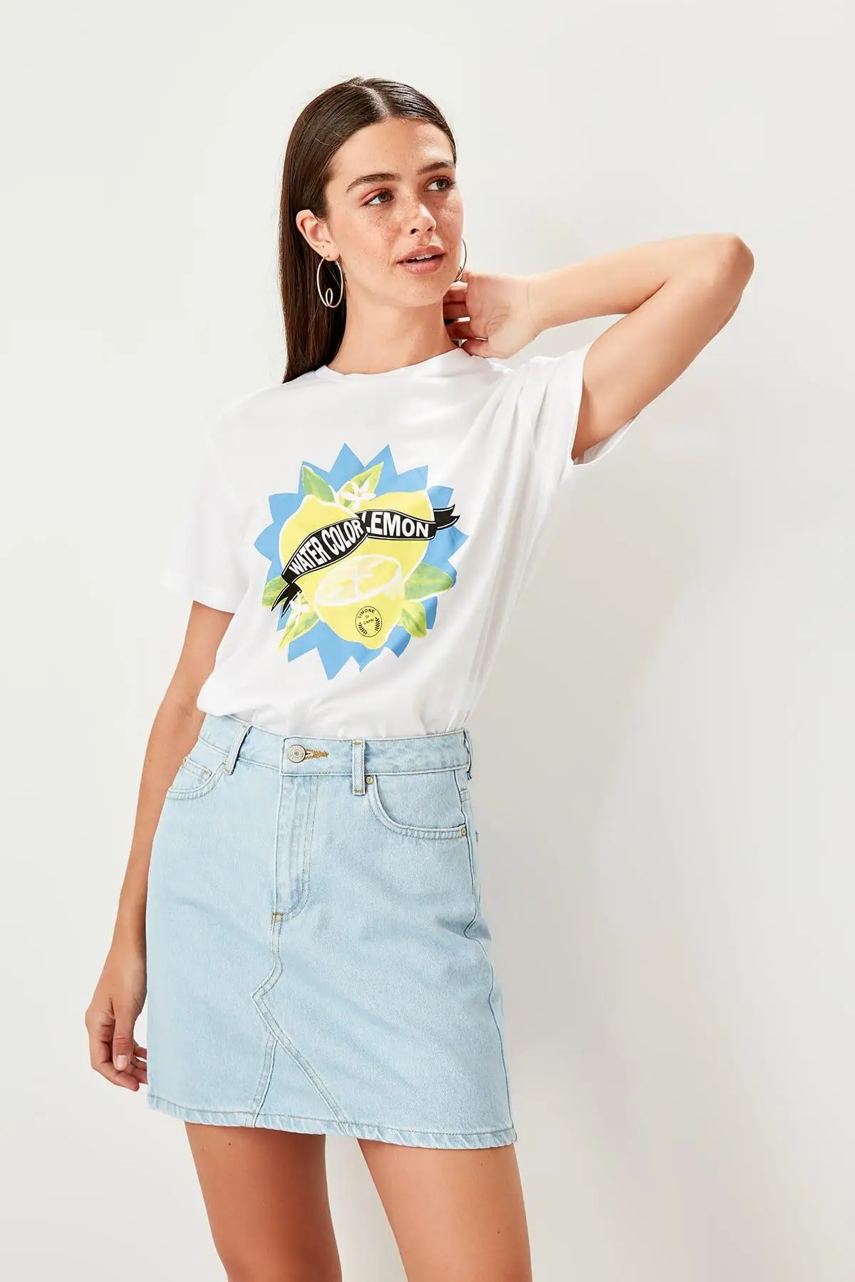 Trendyol Индиго Базовая джинсовая мини-юбка TCLSS19LR0062 | Женская одежда
