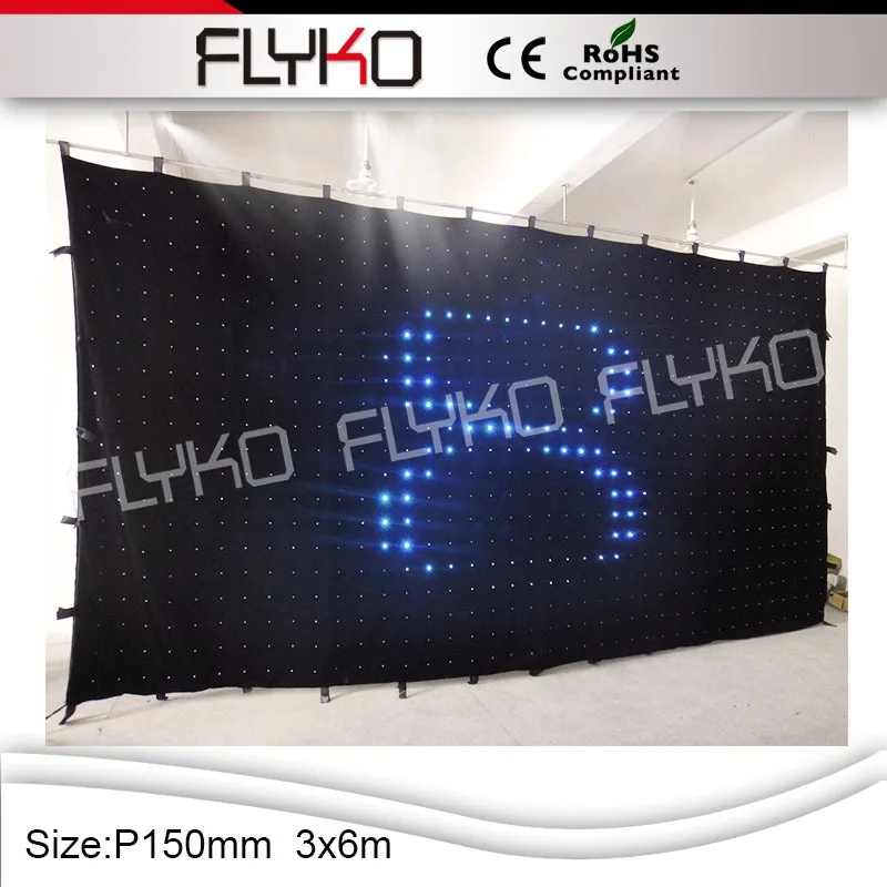 

Black fireproof Velvet cloth P15 3X6 RGB 3 in 1 leds vision backdrop curtain new design led video