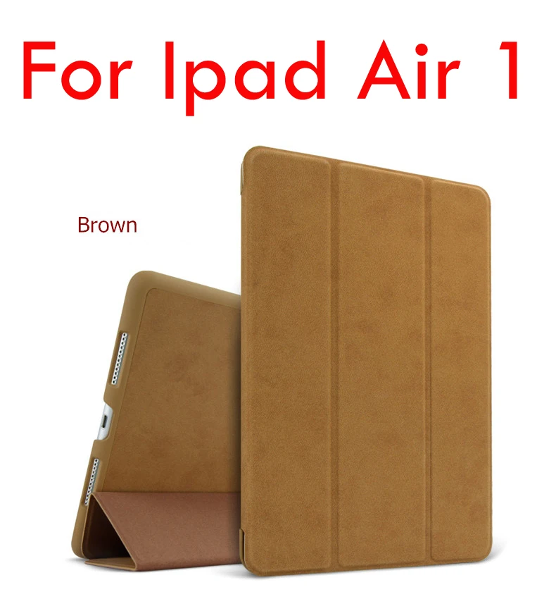 Чехол для iPad Air 2 Air 1 магнитный матовый кожаный умный чехол для iPad Air Чехол подставка флип Пробуждение/сон для iPad A1566 A1567 A1474 - Color: Brown for ipad air 1