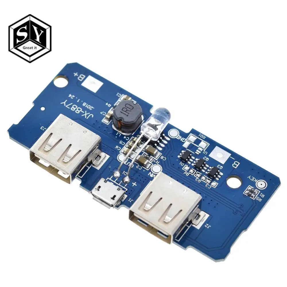 18650 Dual Micro USB 3 7 В до 5 2A Boost Мобильный Внешний аккумулятор DIY литиевая батарея