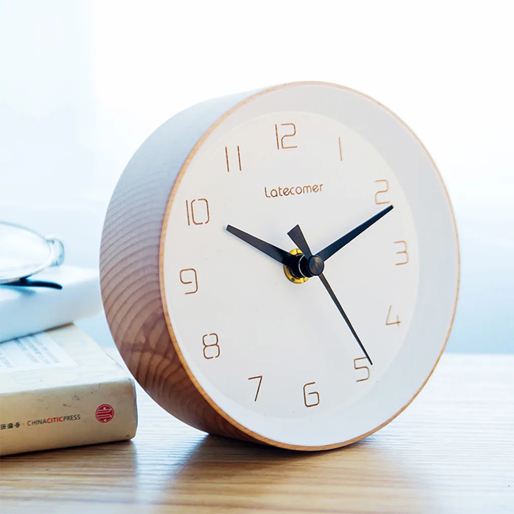 

Creative Alarm Clock Latecomer Japanese-style Wooden Desktop Bedroom Living Room Desktop Electronic Clock Digital Clock L530