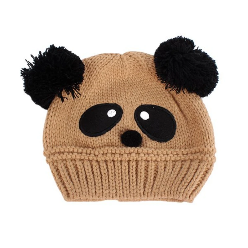 

Baby Kids Cartoon Panda Ball Handmade Knitted Crochet Beanie Cap Winter Hat