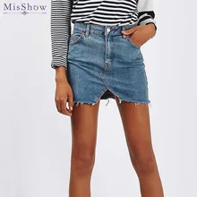 MisShow/черная, синяя однотонная джинсовая юбка с высокой талией, весенне-летние джинсовые юбки для женщин, повседневная школьная мини-юбка Jupe Jean Femme