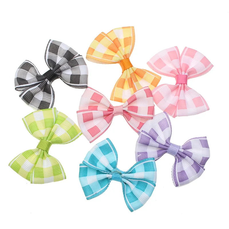 30pcs Corrugated Grid Baby Satin Ribbon Polyester Bowknot Hair Clips Applique Craft Wedding Bow Tie Scrapbooking Decoration | Дом и сад