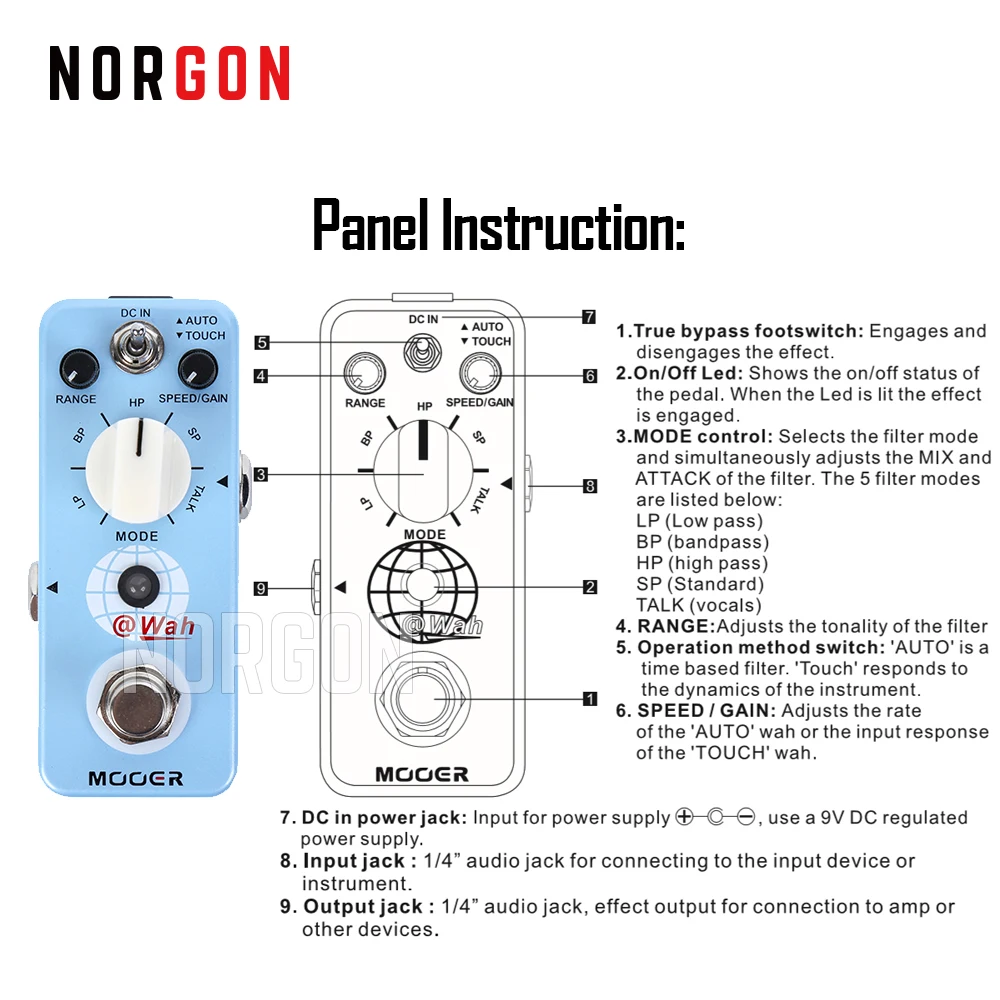 Mooer гитарный фильтр педаль эффектов Электрический цифровой Авто Wah Stompbox Funky