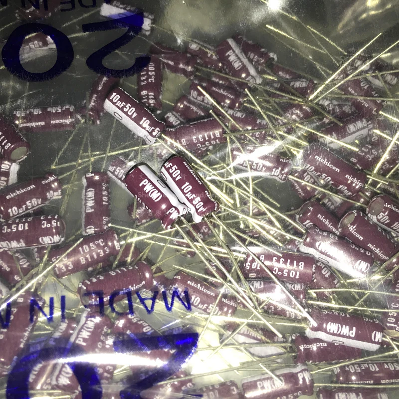 

2018 200pcs 10uF 50V NICHICON PW Series 5x11mm Low Impedance 50V10uF Aluminum Electrolytic capacitor