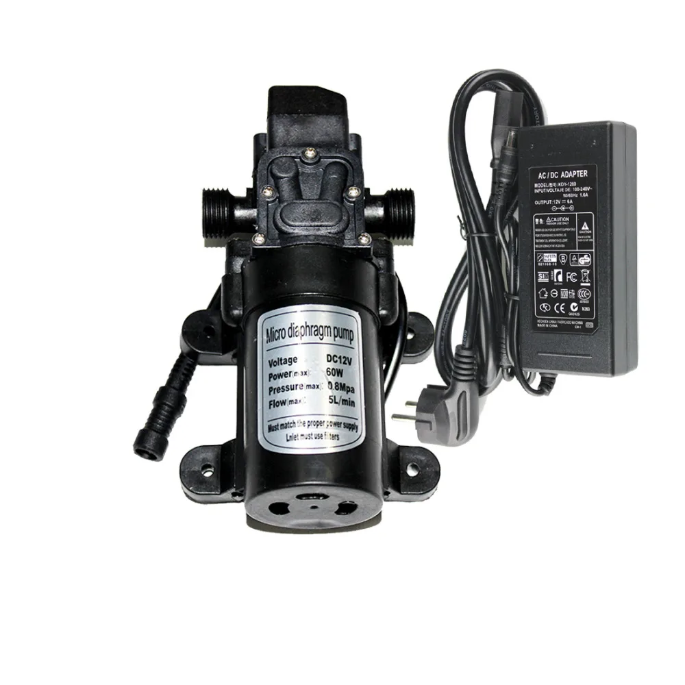 

12v 60W 5L/min High Pressure Micro Diaphragm Water Pump With Power supply