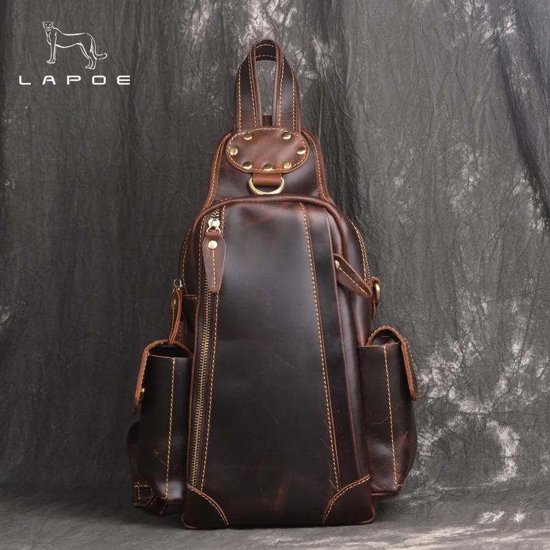 

DWOY Genuine Leather Crossbody Bags for Men Casual Messenger Chest Bag Shoulder Sling Bag Large Capacity Handbag