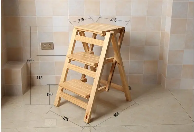 Домашний Многофункциональный складной лестничный стул. Полностью настоящая деревянная лестница. Стул. Лестница. Складное кресло из натурального дерева