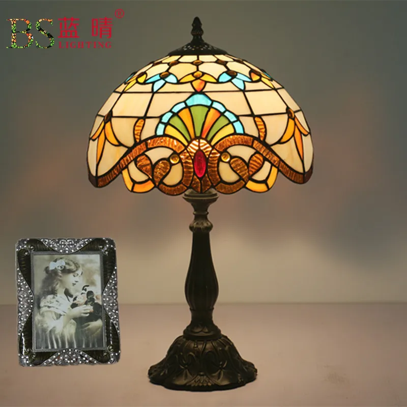

Dragonfly Stained Glass Lampshade Tiffany Table Lamp Country Style Bedside Lamp E27 110-240V