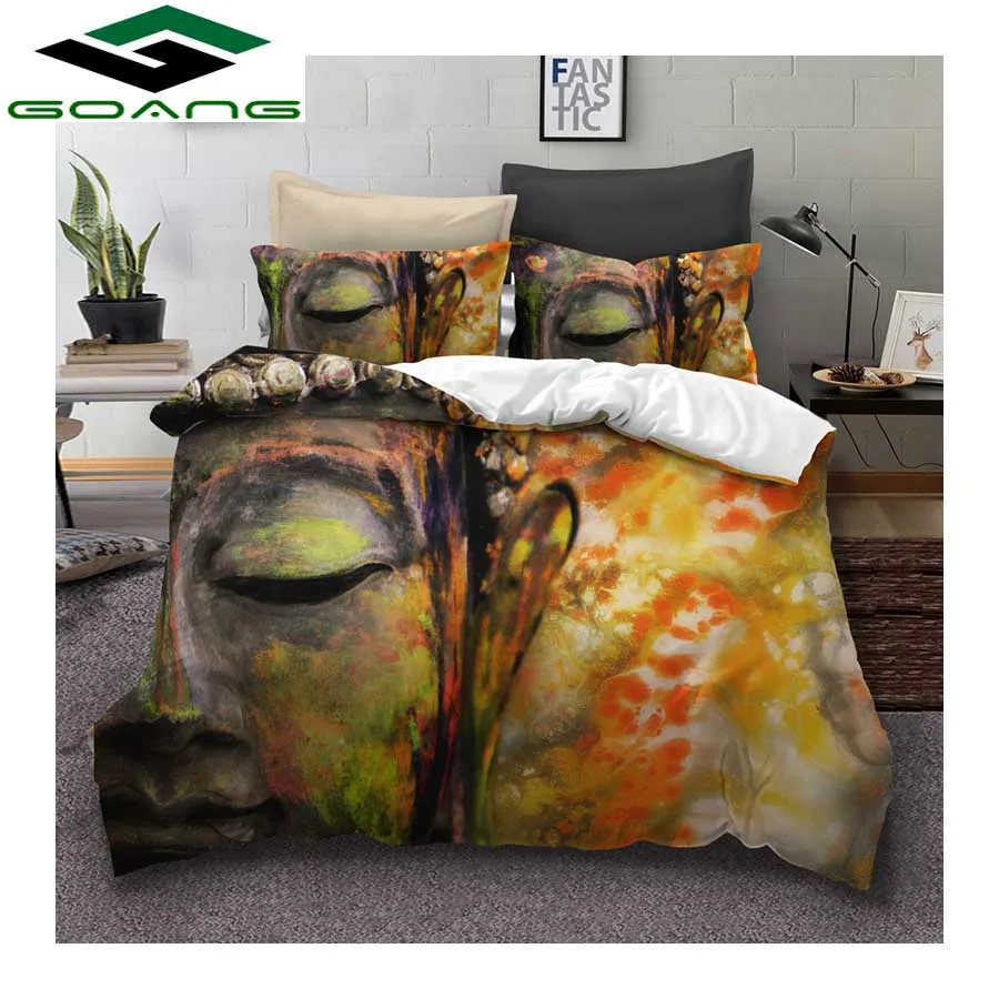 

GOANG Bedding Set Religious Buddha 3/4pcs Family Set Include Bed Sheet Duvet Cover Pillowcase home Decoration Bedspread