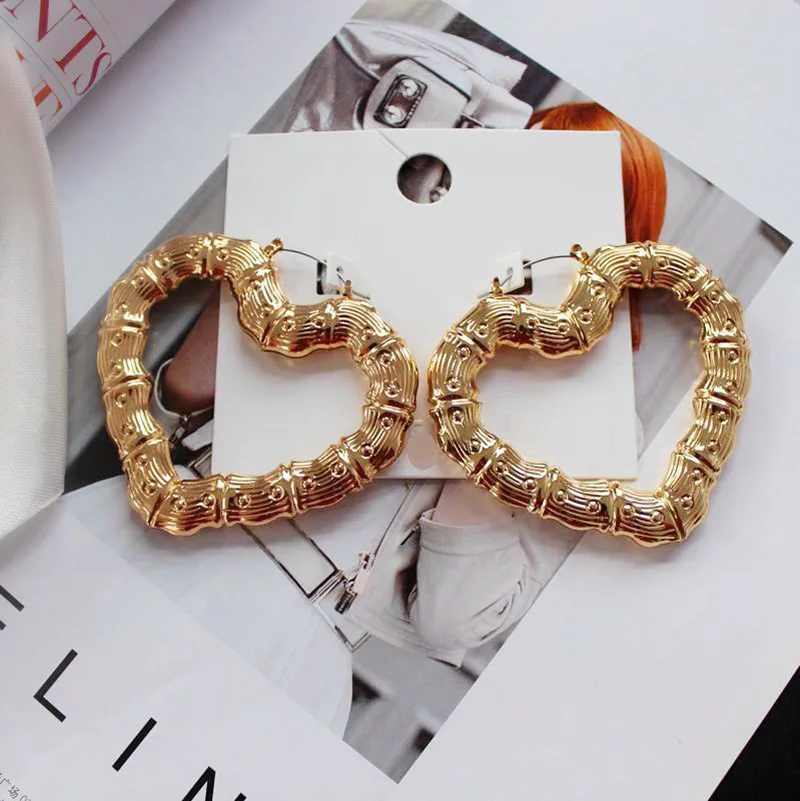 Простые Романтические серьги-кольца с гиперболой в форме сердца, золотые украшения для женщин, геометрические подарки, высокое качество