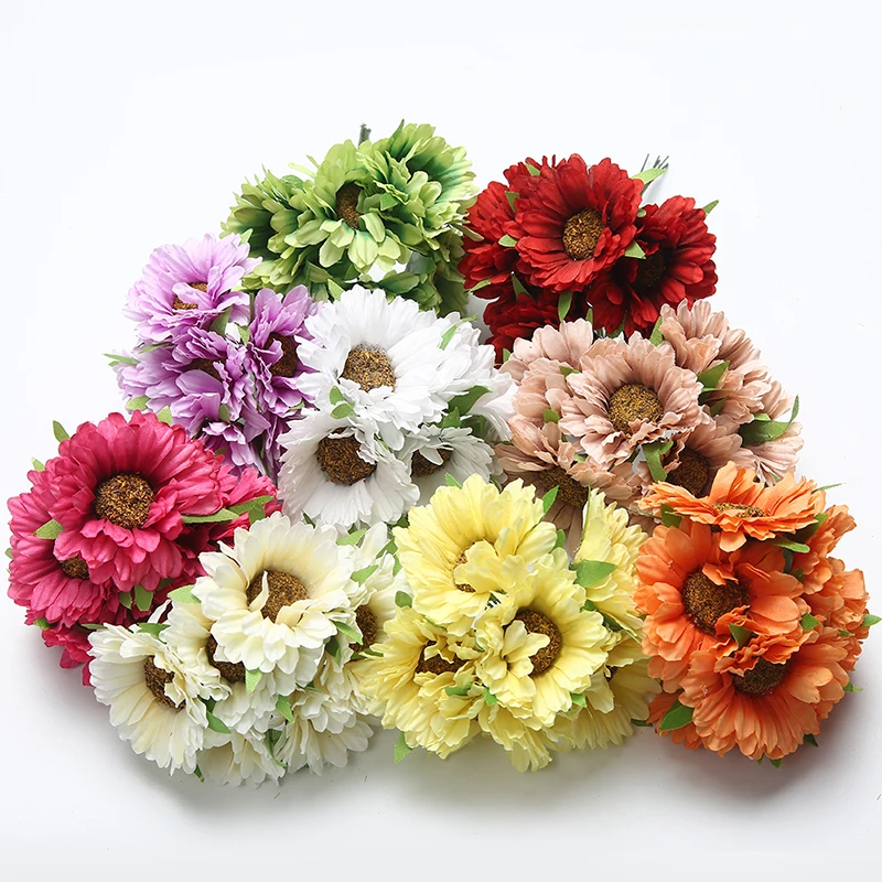 6pcs 5CM handmade gerbera artificial flower For home garden bride wedding decoration DIY garland material scrapbook fake flower 6pcs 5CM handmade gerbera artificial flower For home garden bride wedding decoration DIY garland material scrapbook fake flower