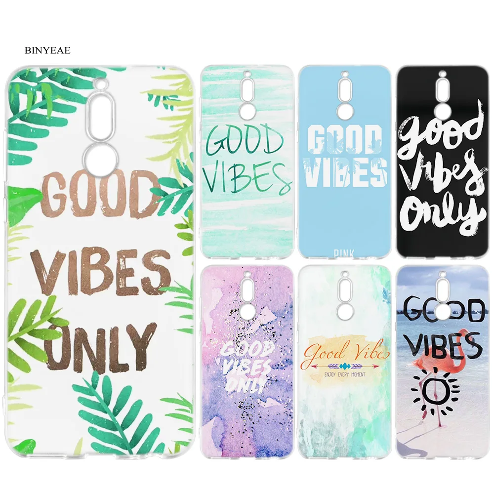 

BINYEAE Good Vibes Silicone Case for Huawei Mate 10 P20 P10 P9 P8 Y6 Y7 Honor 7C 7A 9 10 Lite Pro 2018 Mini 2017 Case Back Shell