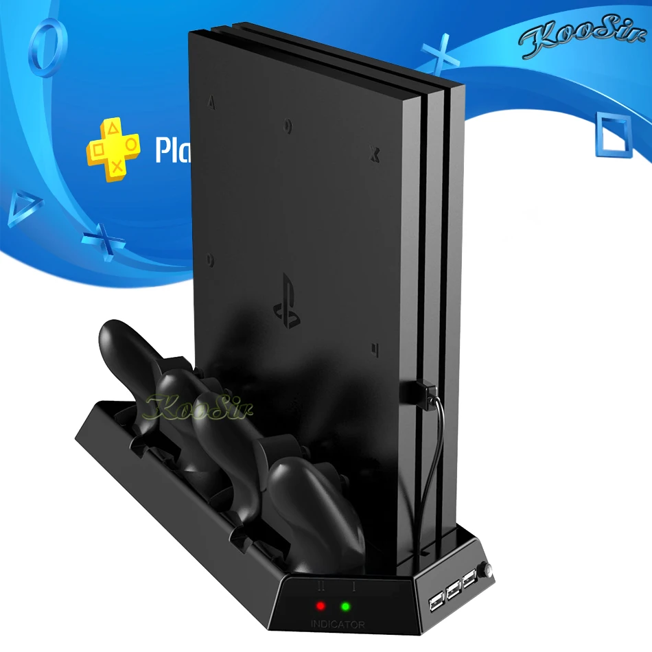 

PS Play Station 4 PRO Cooling Fan Stand for Sony Playstation 4 PS4 Pro Controller Charger Gamepad Charging Dock Station