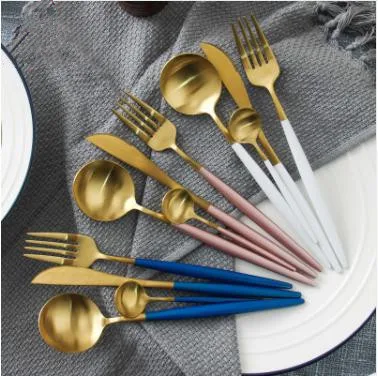 

4Pcs/Set Colorful Dinnerware Set 304 Stainless Steel Western Cutlery Set Kitchen Food Tableware Knife/Fork