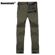7XL Men’s Winter Softshell Fleece Pants Outdoor Waterproof Hiking Camping Trekking Climbing Warm Male Sportswear Trousers VA185