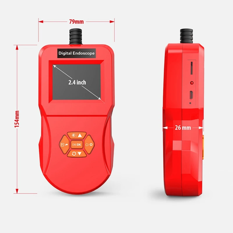 2,4 дюймовый эндоскоп с цифровым детектором портативный МП дисплей экран промышленные бытовые Эндоскопы со светодиодами