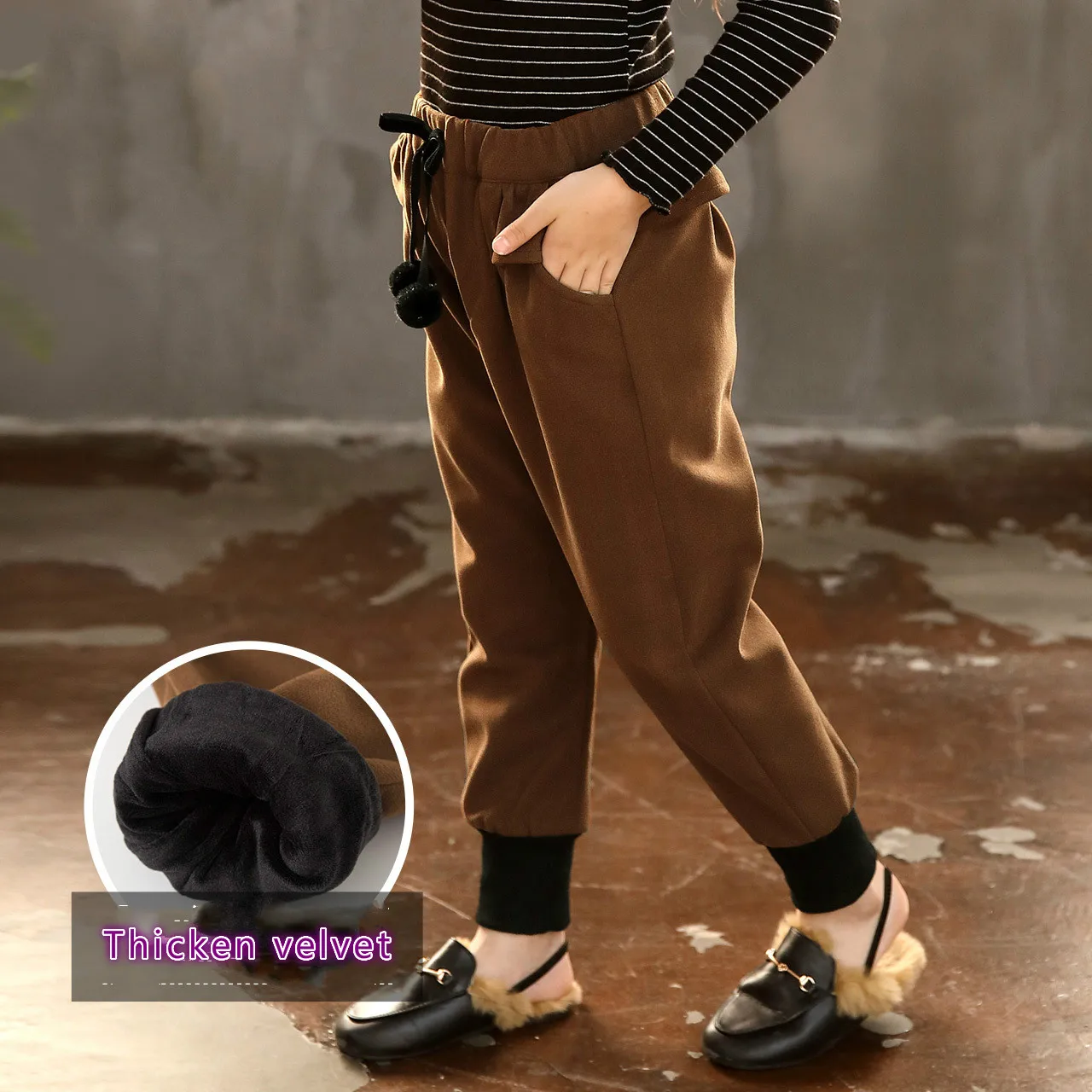 

2018 New Baby Girls Pants Children Trousers Kids Autumn and Winter Pants Cute Toddler Plus Velvet Pants Baby Harem Pants,#3679