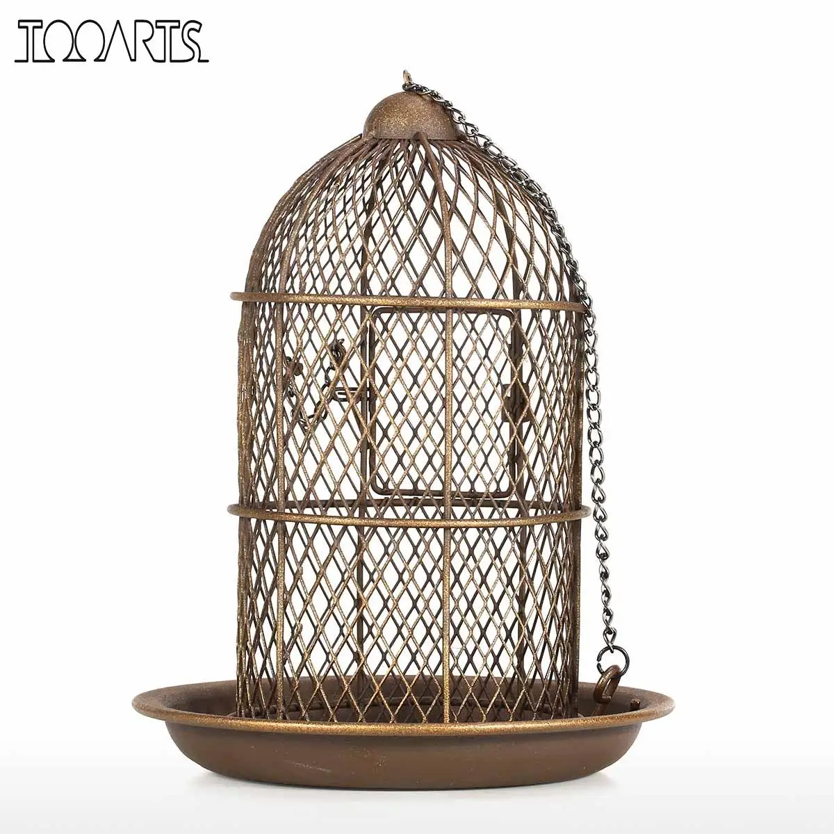 

Tooarts Bird Feeder Bird Cage Feeder Hanging Wild Bird House Metal Feeder Garden Backyard Decoration Bird Cage Accessory Gift