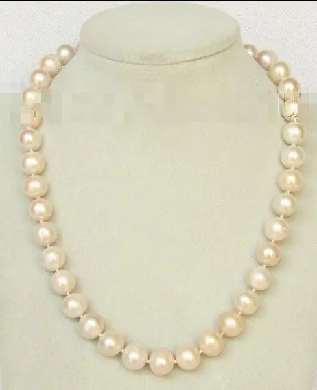 

Free Shipping >> natural 17" 12mm round light pink purple pearls necklace j10155