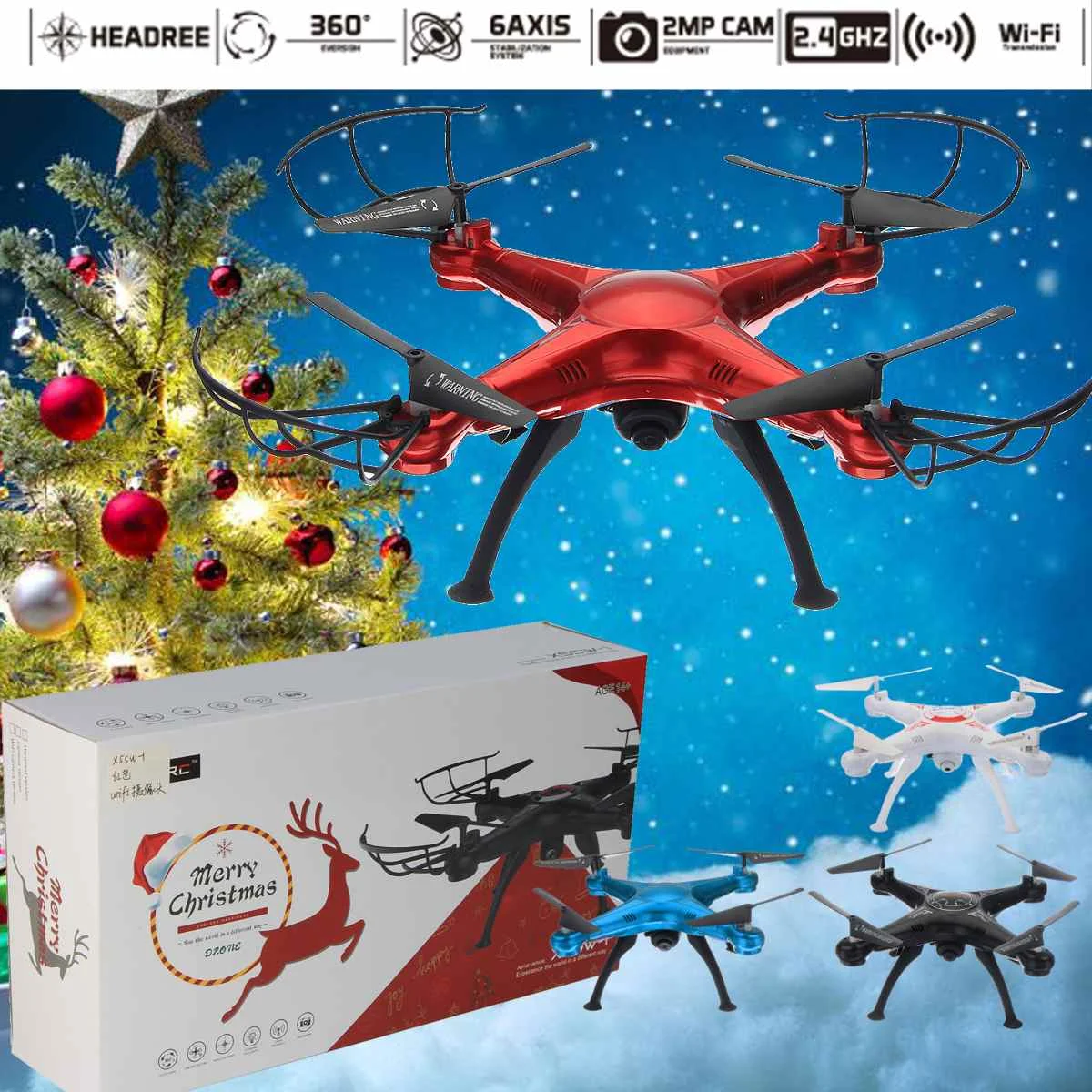 

Quadcopter Remote Control 6 Channel Drones with Camera 200W FPV RC Helicopters With USB Cable Ready To Go For Chindren's Gift